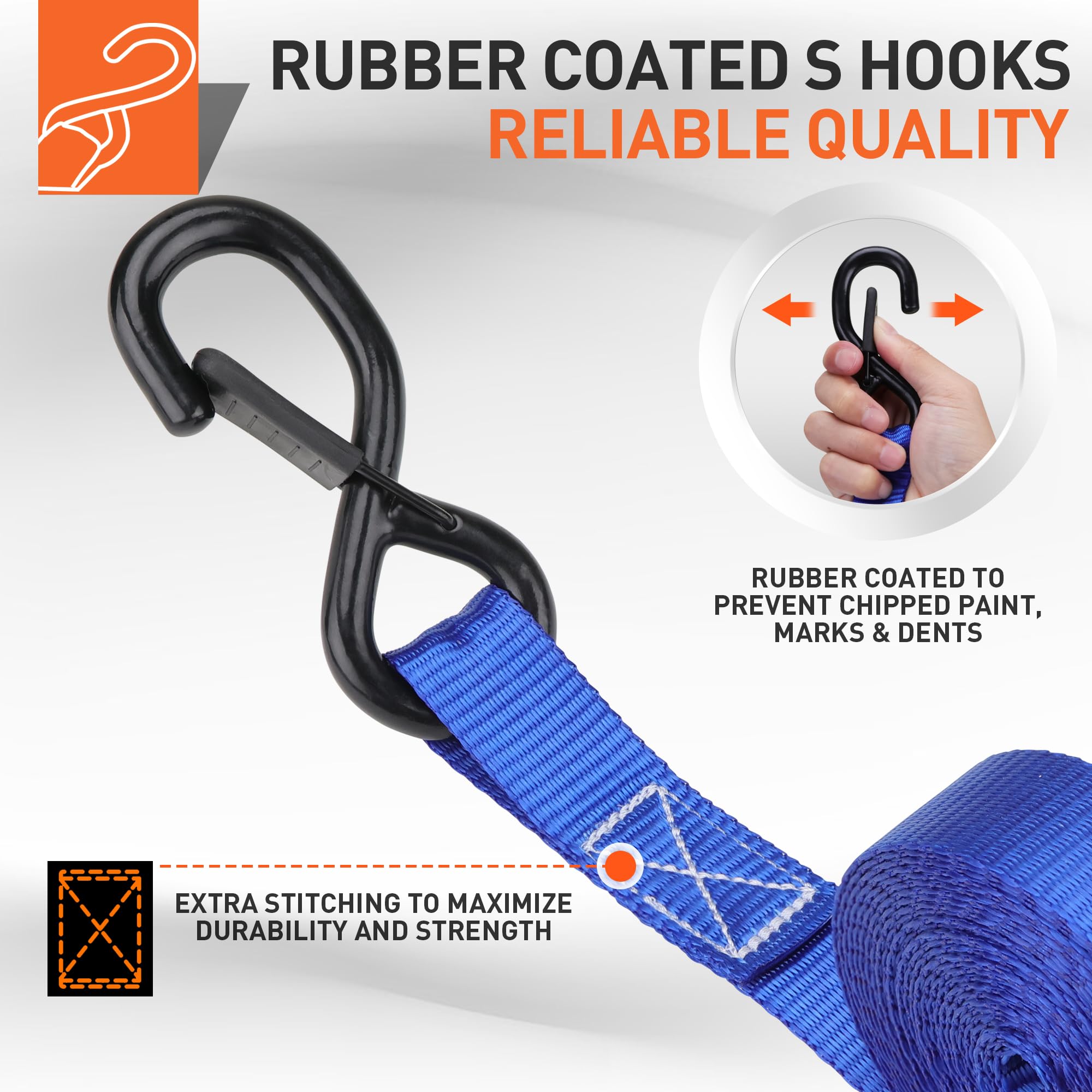 HORUSDY soft-loop straps protect delicate surfaces at anchor points