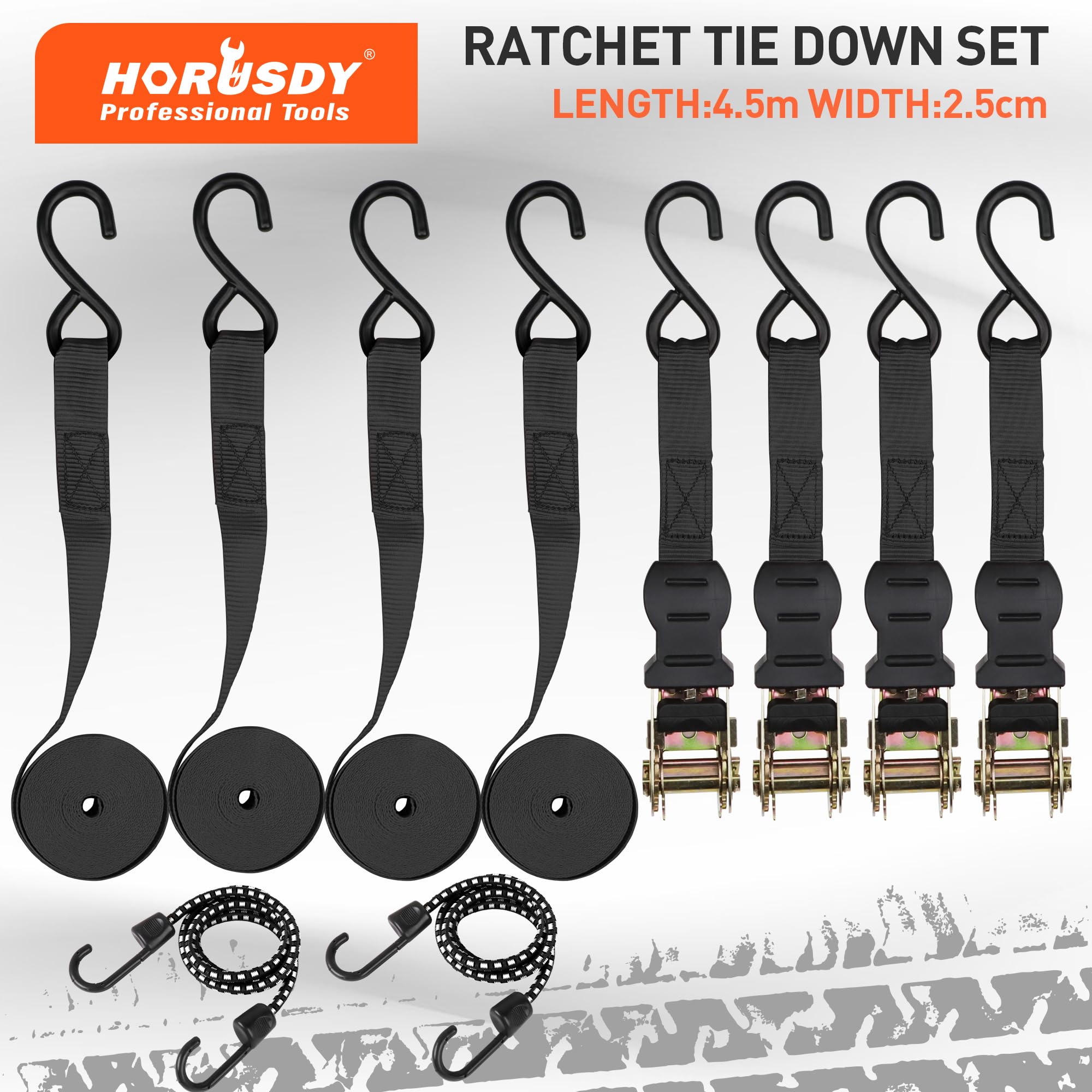 HORUSDY quick-release ratchet for fast, secure tensioning.