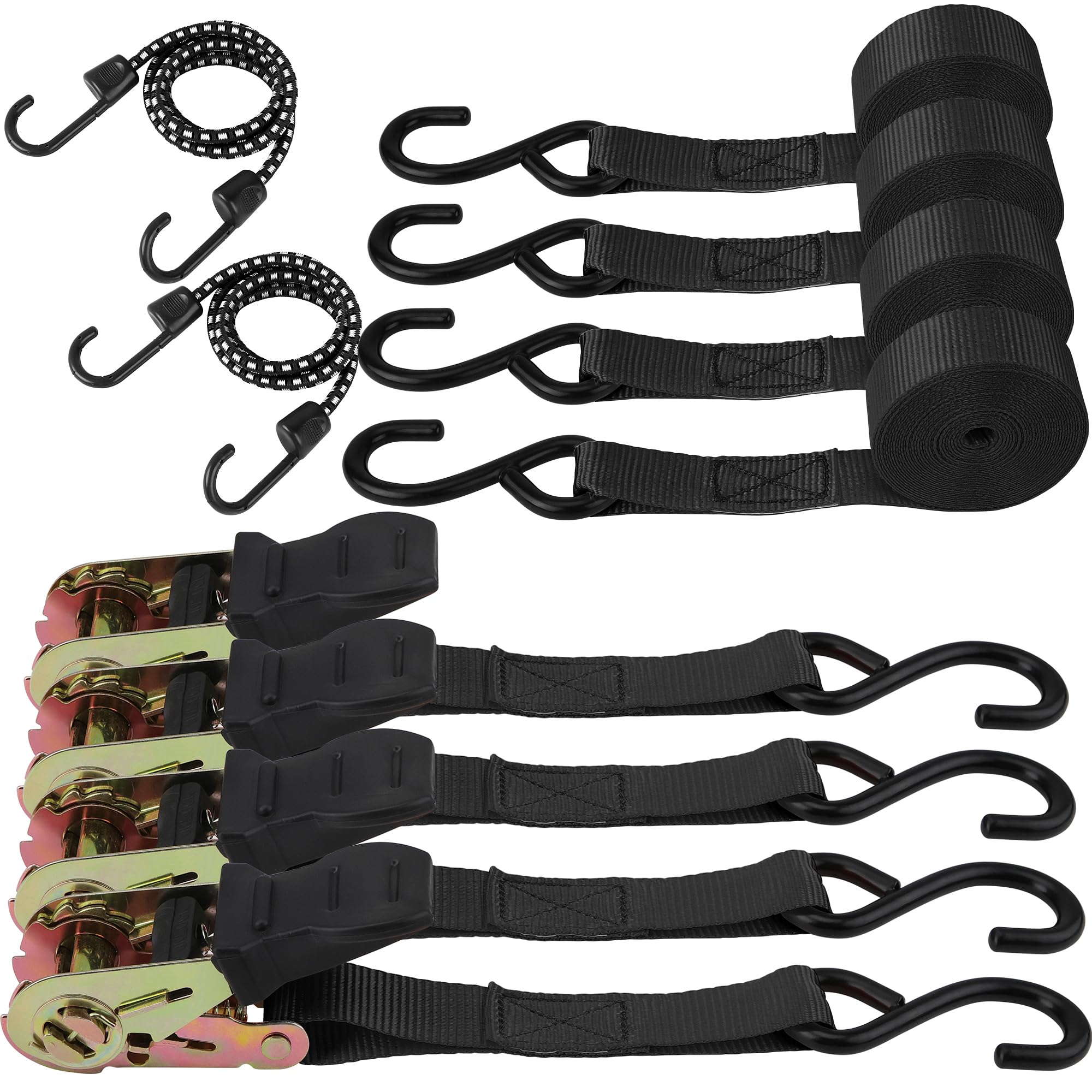 HORUSDY ratchet straps in use for secure cargo during transport.