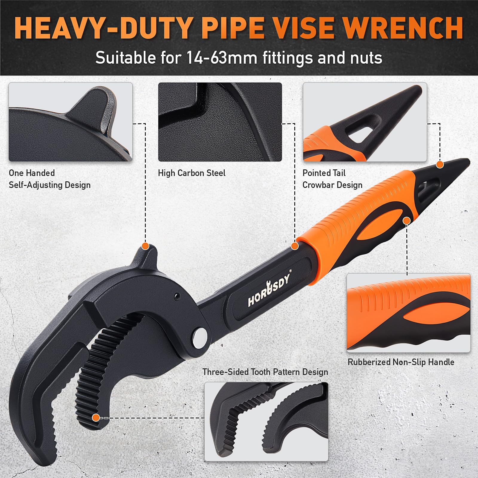 HORUSDY rust-resistant coating protects the tool in humid environments.