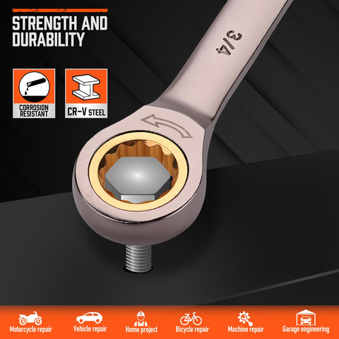 HORUSDY SAE 1/4- to 7/8-inch wrenches handle varied fasteners.