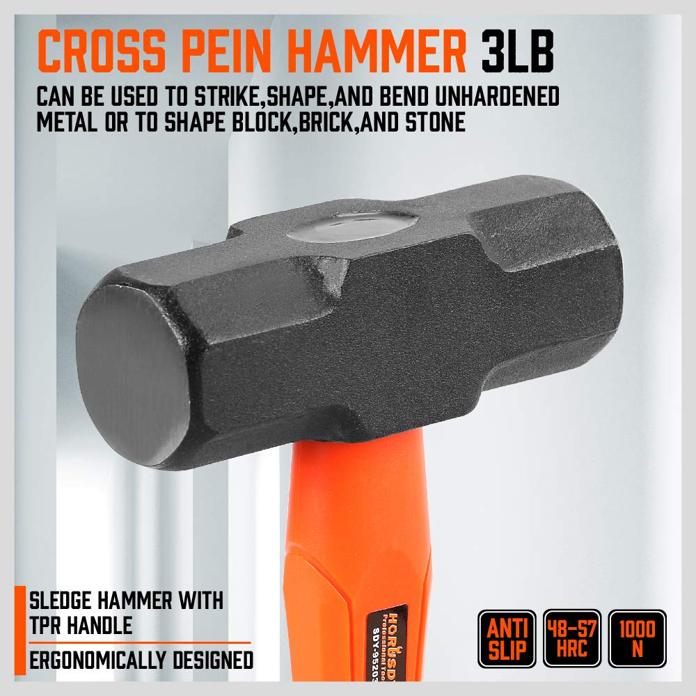 HORUSDY fiberglass shock-absorbing handle reduces vibration during impact.
