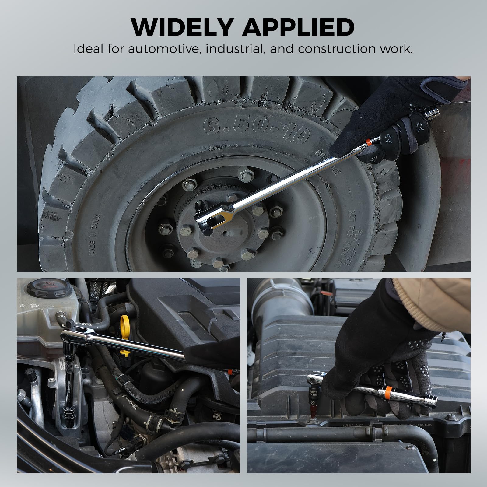 HORUSDY spring-loaded detent ball keeps sockets secure during torque