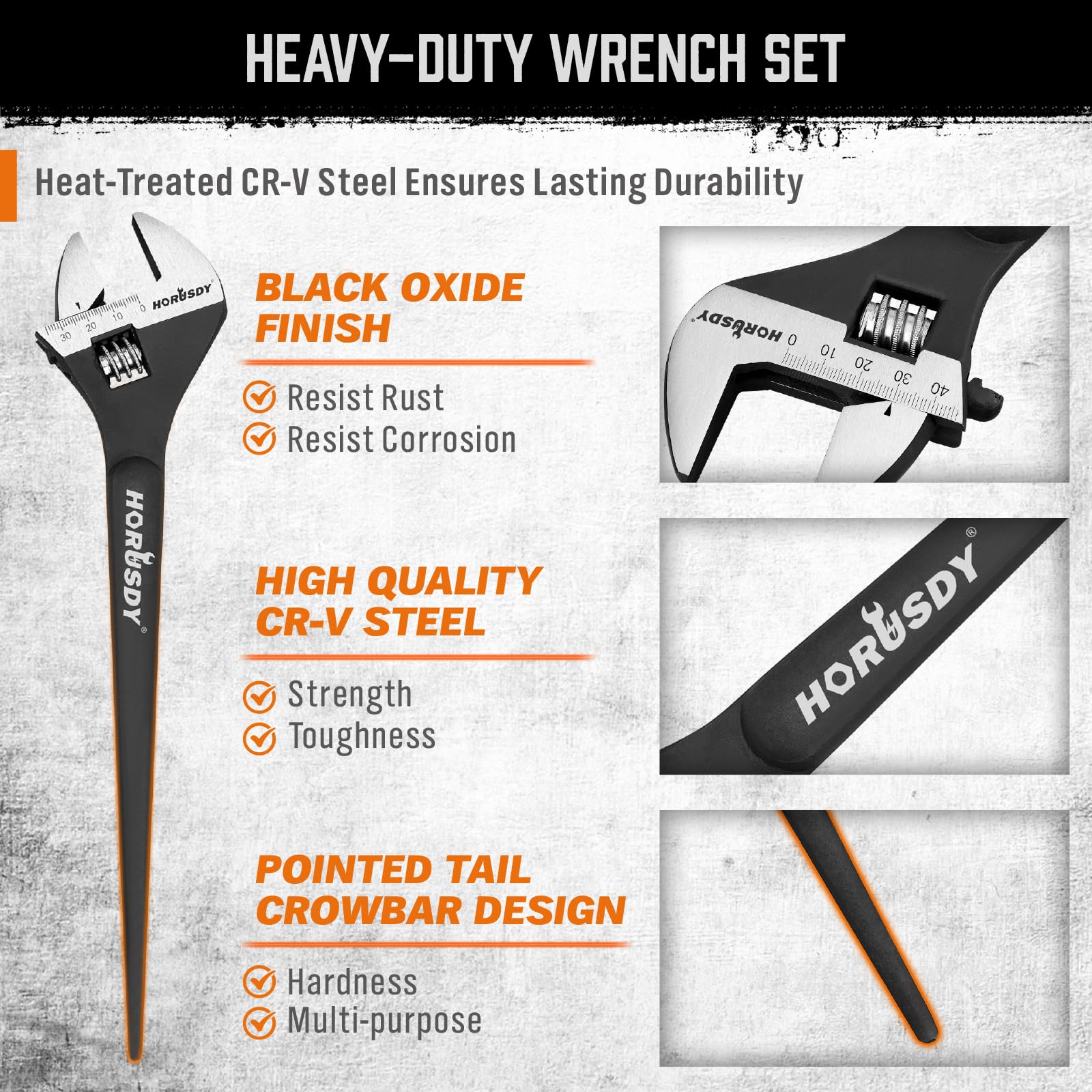 HORUSDY spud wrench jaw openings 1.18 1.38 1.77 inches for precise fits