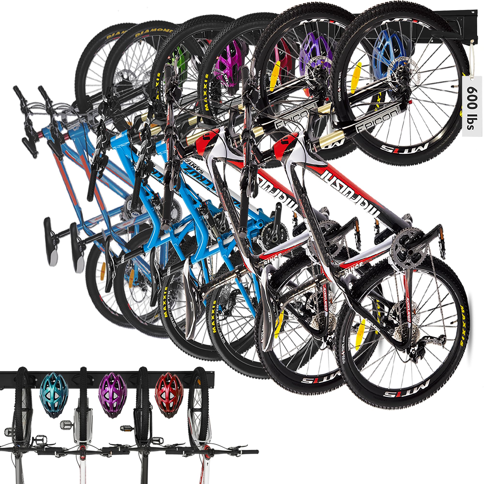 HORUSDY stainless steel bike storage rack wall-mount for six bikes.
