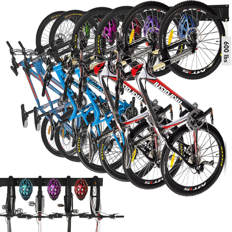 HORUSDY stainless steel bike storage rack wall-mount for six bikes.
