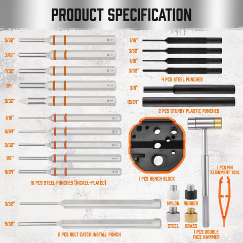 HORUSDY steel punches deliver durable pins for reliable assembly.