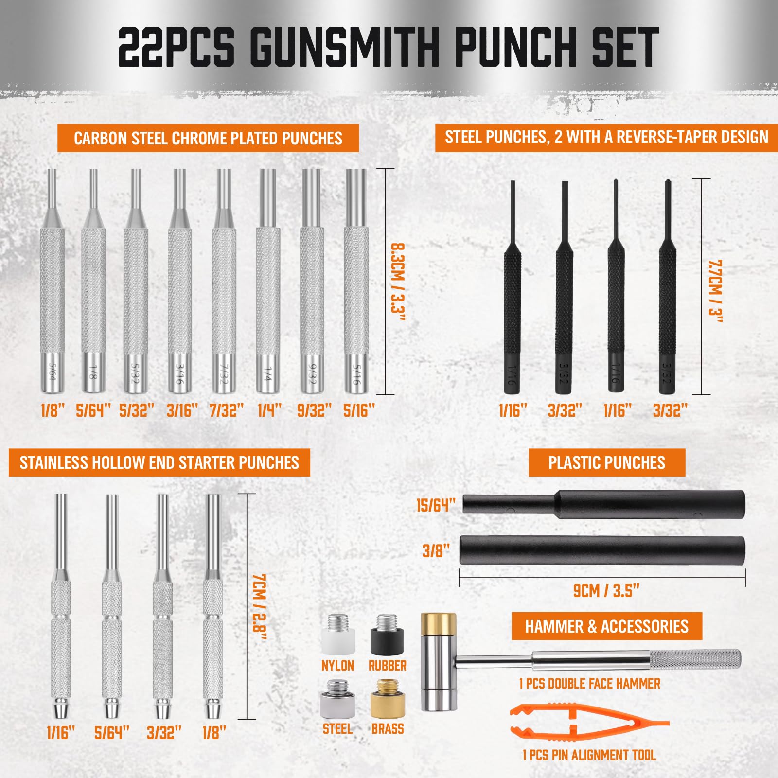 HORUSDY heat-treated steel punches deliver durable, long-lasting performance.