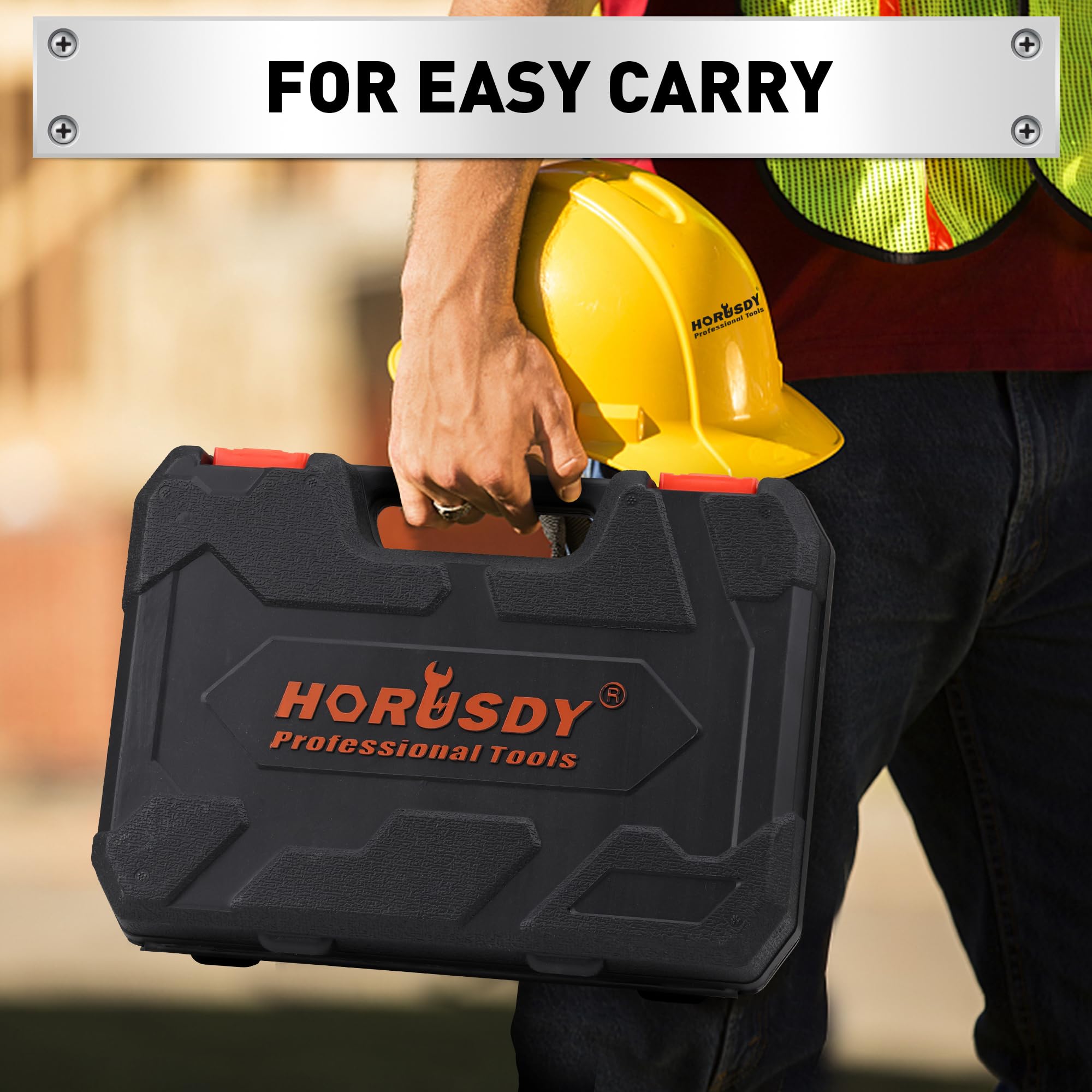 HORUSDY portable storage case keeps tools organized.