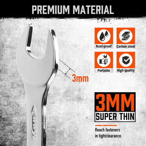 HORUSDY thin wrench 8x9mm precise fit for fasteners in hard-to-reach areas.