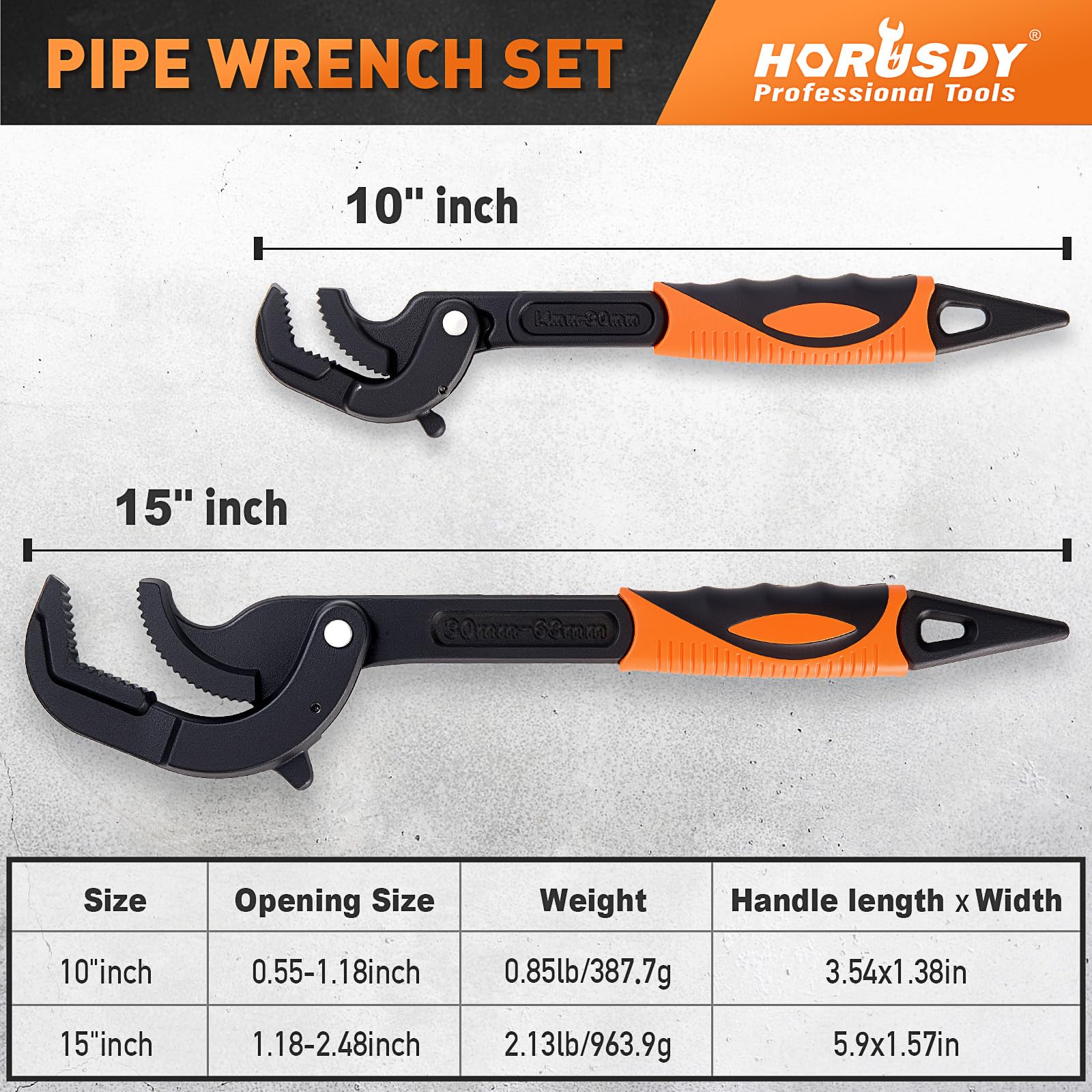 HORUSDY three-sided teeth bite irregular fittings securely and reliably.