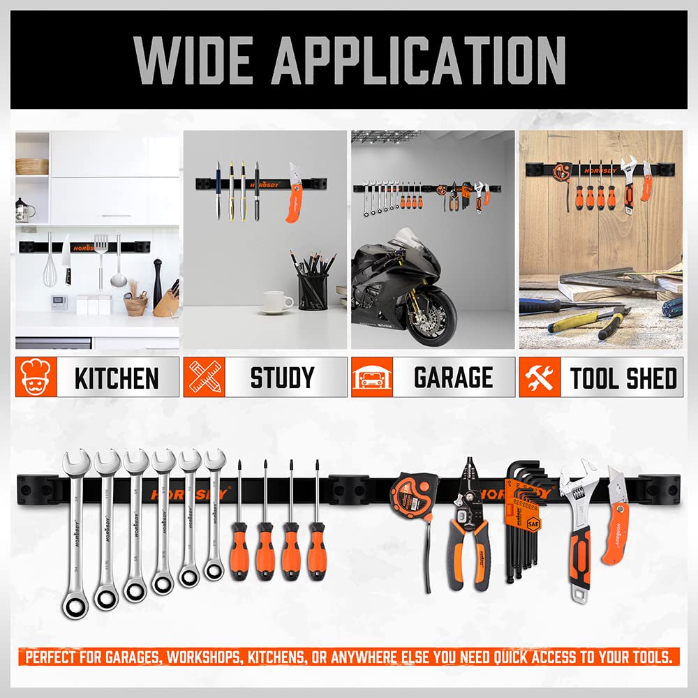 HORUSDY tidy workshop with tools neatly organized on rails