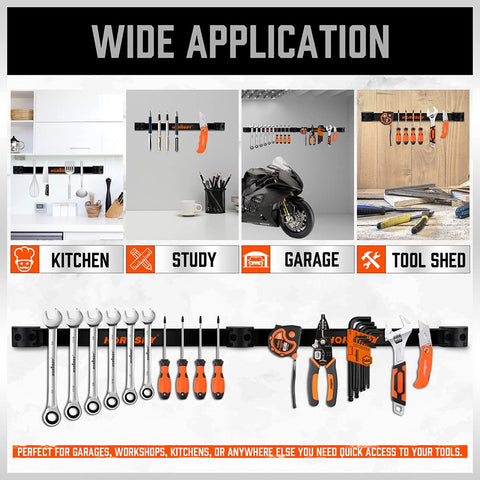 HORUSDY tidy workshop with tools neatly organized on rails