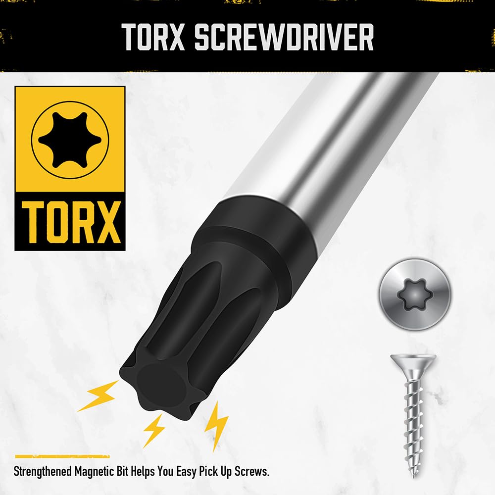 HORUSDY Torx sizes T5 to T40 for versatile fastener compatibility