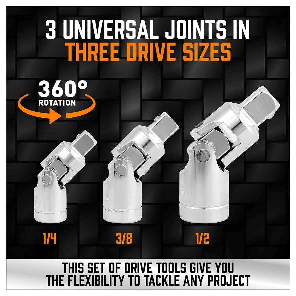 HORUSDY universal joint enabling flexible access to angled fasteners.
