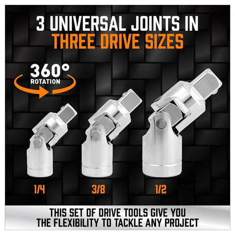 HORUSDY universal joint enabling flexible access to angled fasteners.