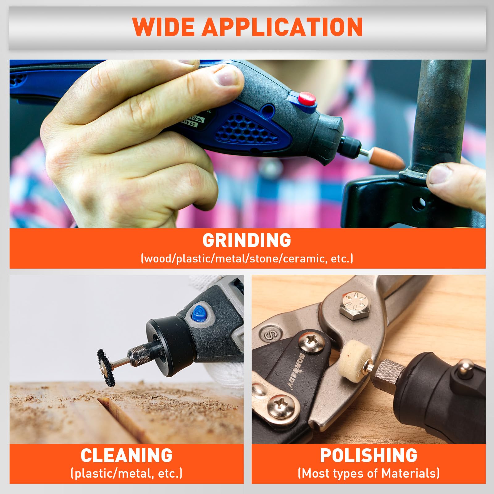 HORUSDY 1/8-inch shank tools fit most brands for versatile DIY projects.