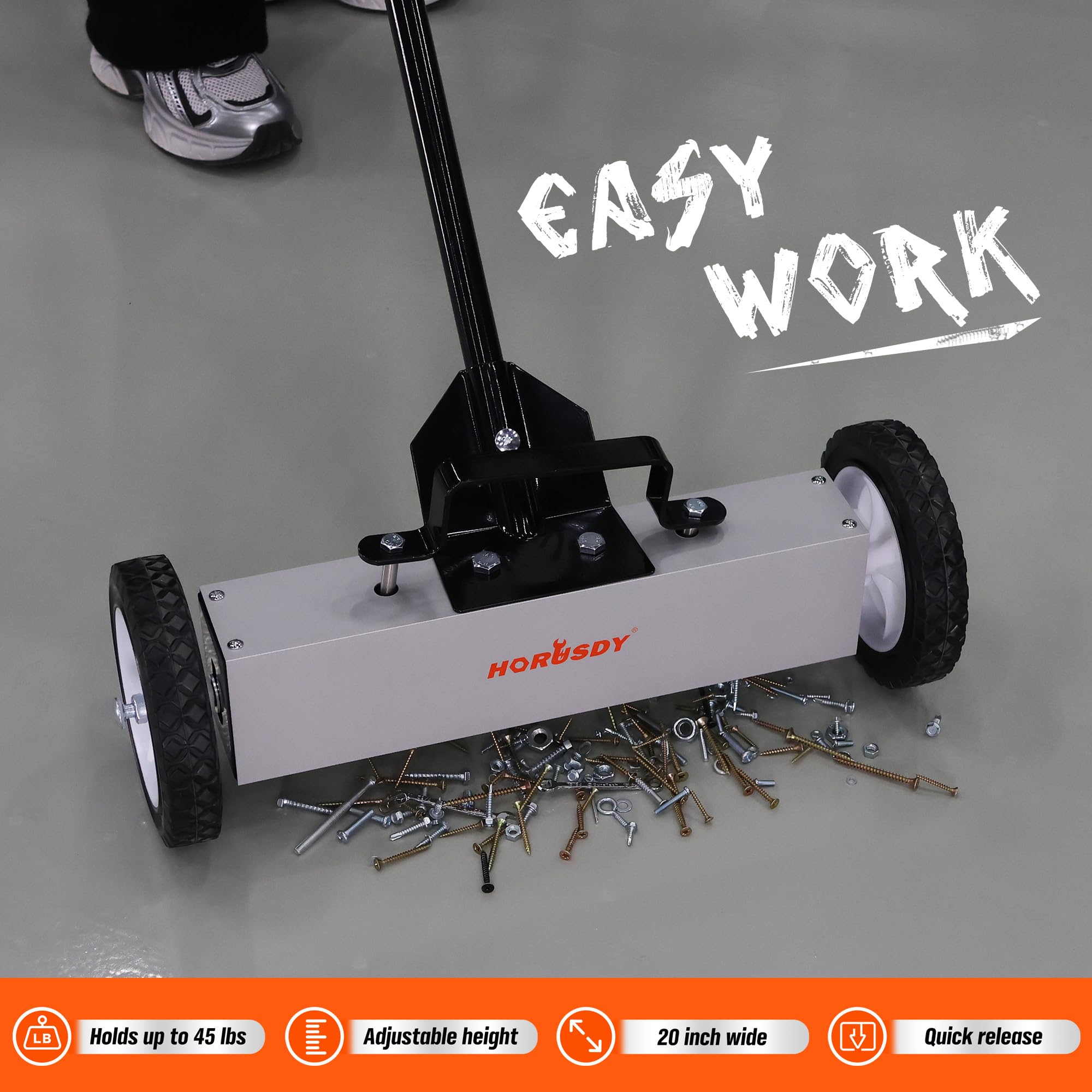 HORUSDY 18-inch magnetic base delivers wide debris coverage.