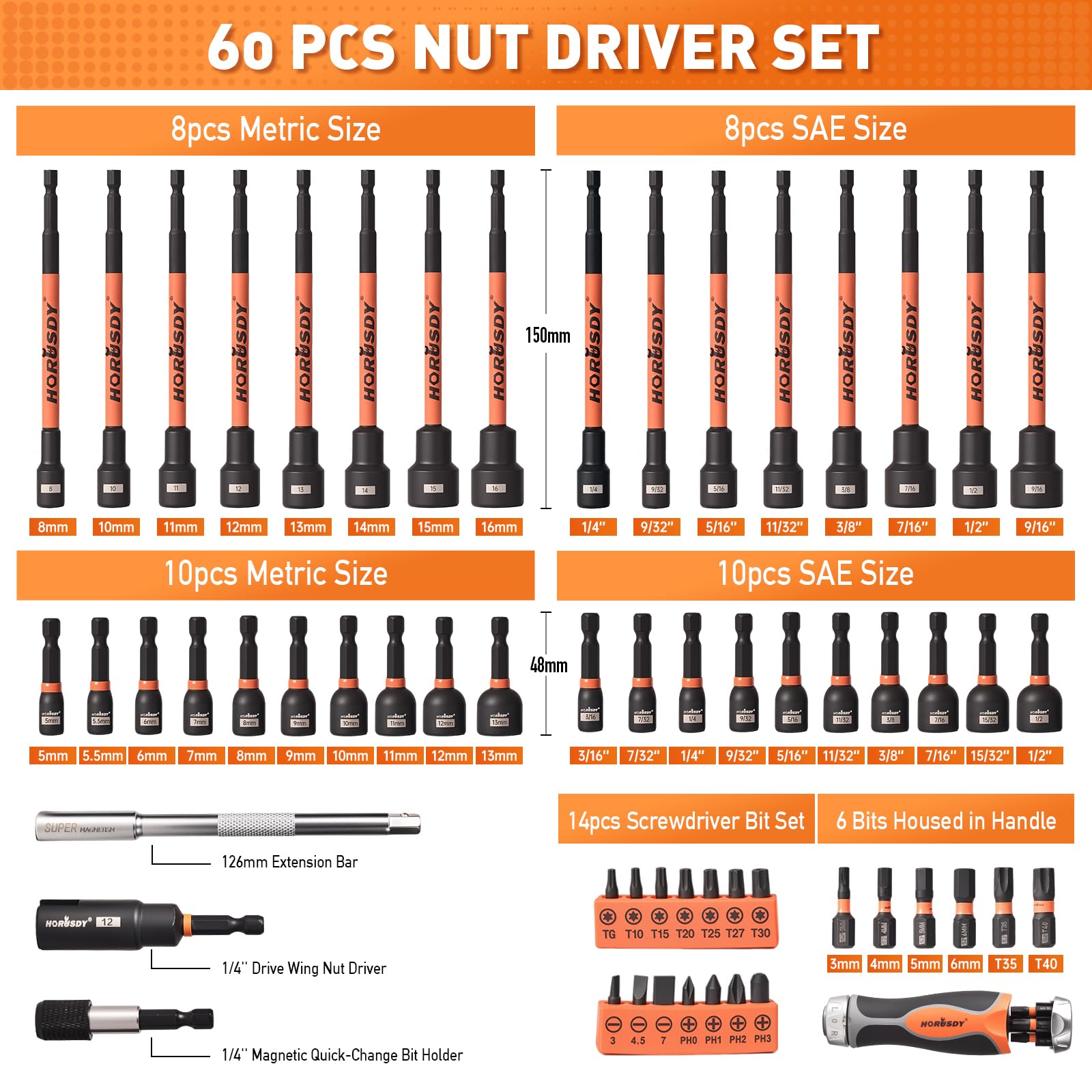HORUSDY 12mm wing nut driver for wing-nuts