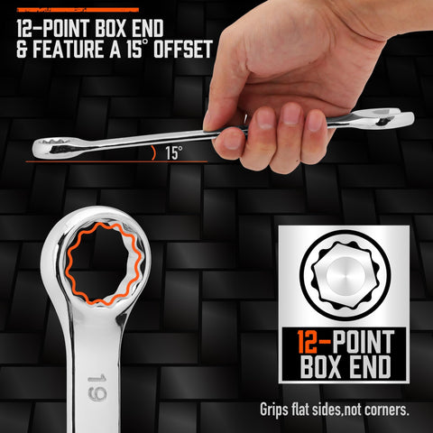 HORUSDY 12-point box end enables easy fastener engagement in tight spaces.