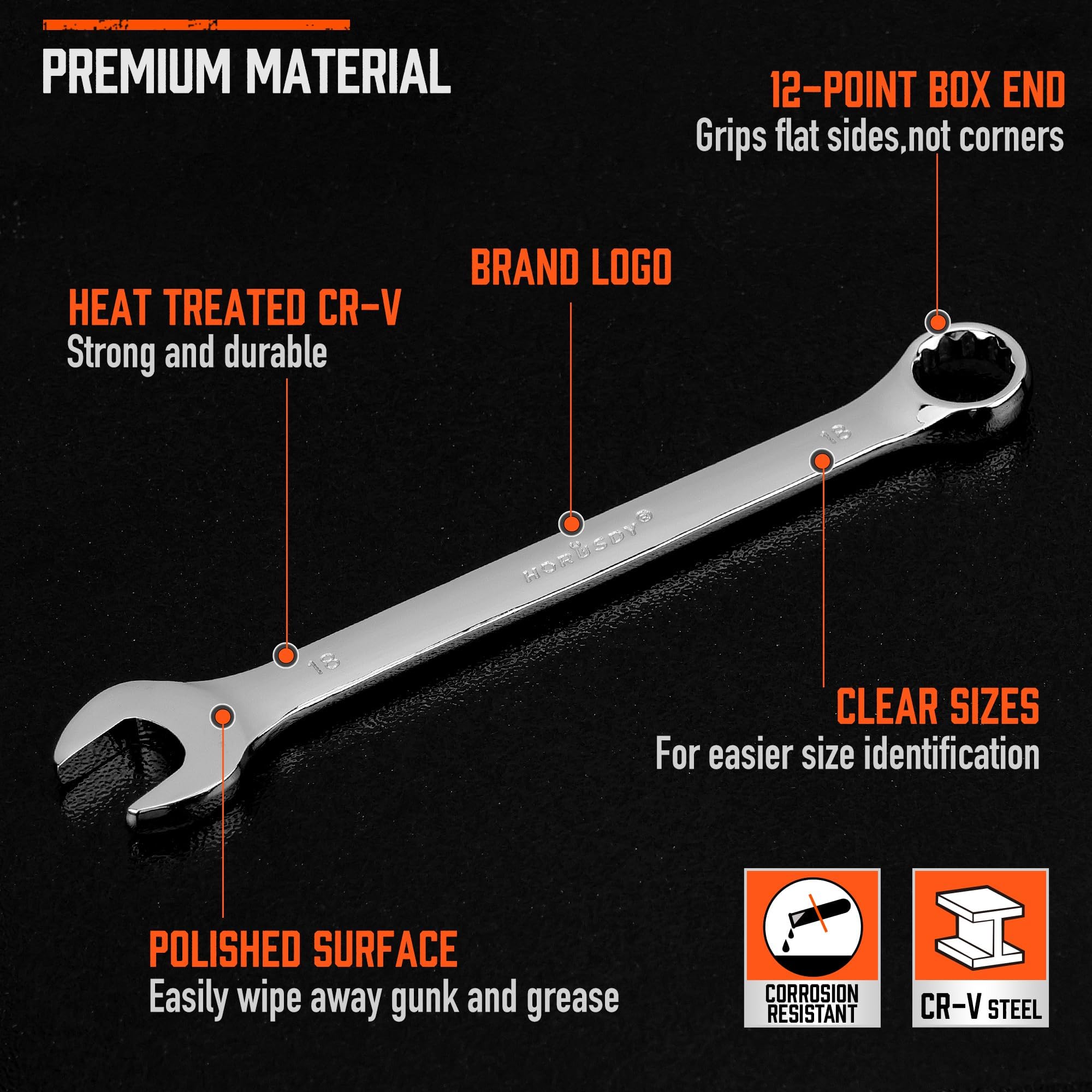 HORUSDY chrome-vanadium steel construction ensures durable performance.