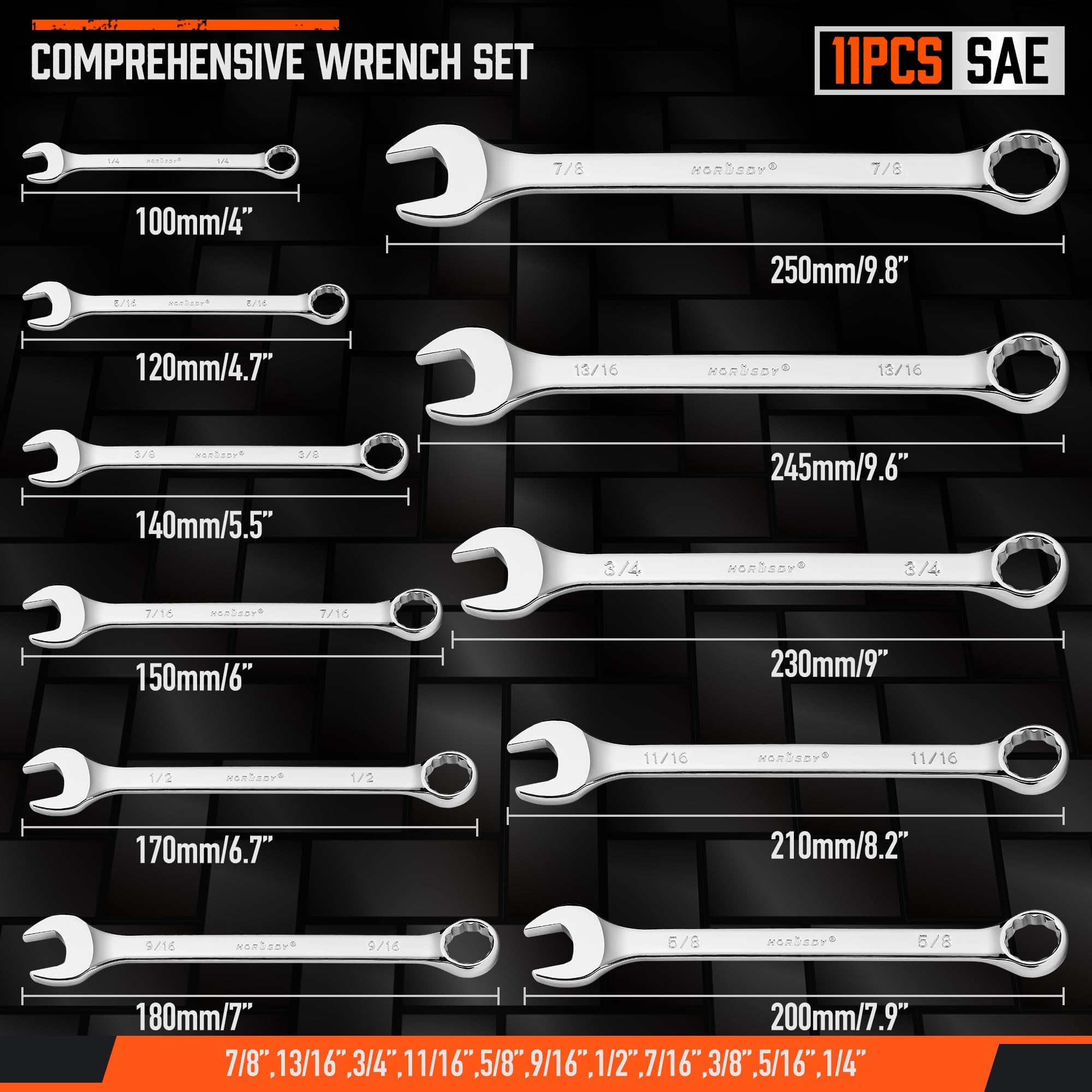 HORUSDY dedicated storage rack keeps wrenches organized and easy to grab.
