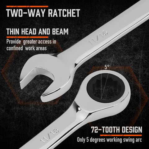 HORUSDY wrenches size range 1/4 to 3/4 inch for versatility