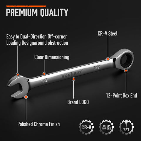 HORUSDY mirror-finish wrenches are easy to wipe clean after use.
