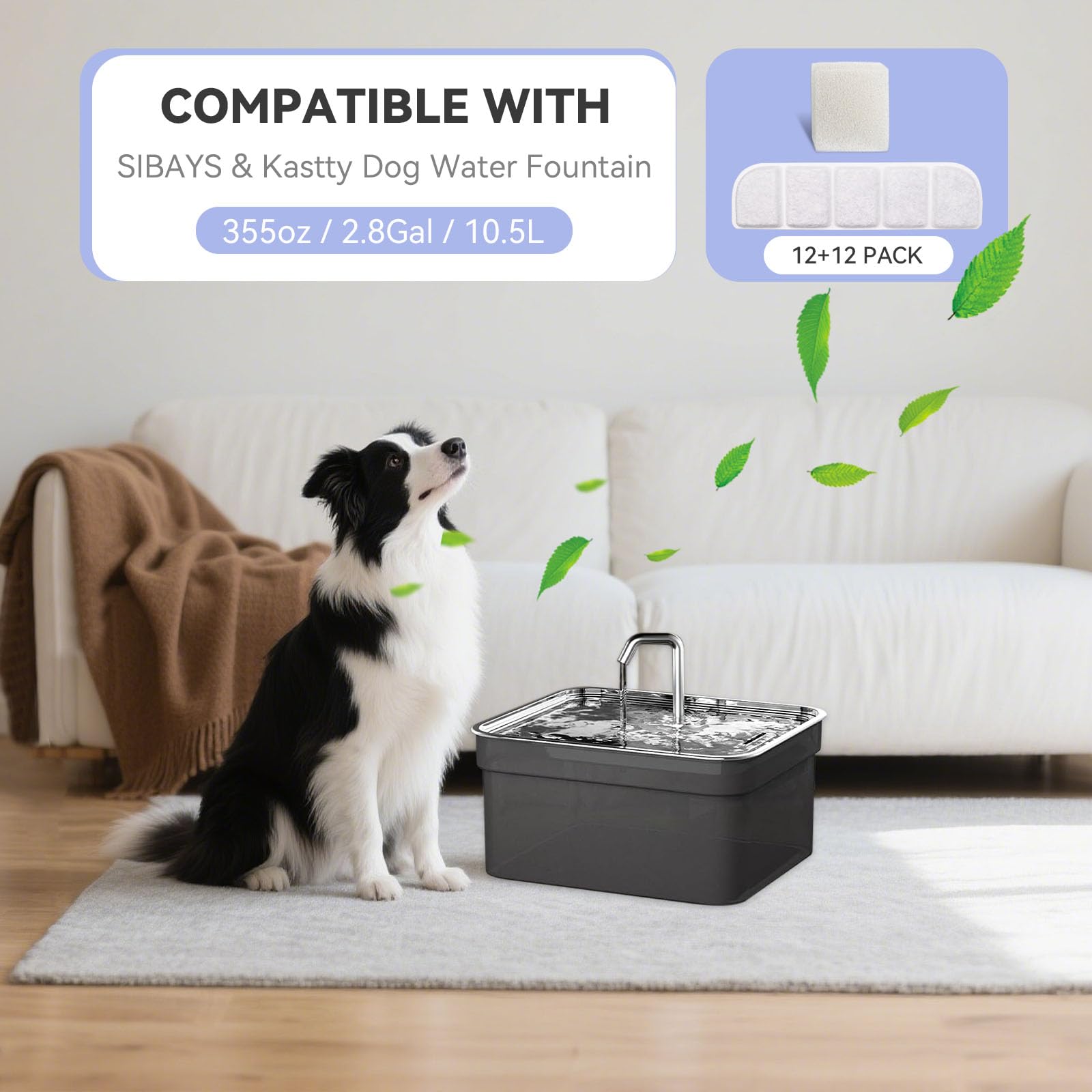 Hoscabss coconut-shell activated carbon filter removes odors for fresher pet water.