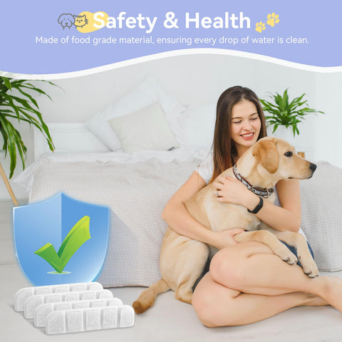 Hoscabss dog fountain 12-pack sponge set for ongoing filtration.
