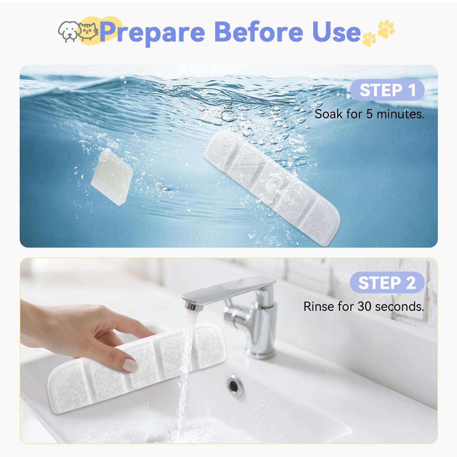 Hoscabss pre-filter sponge pack protects the fountain pump from debris.