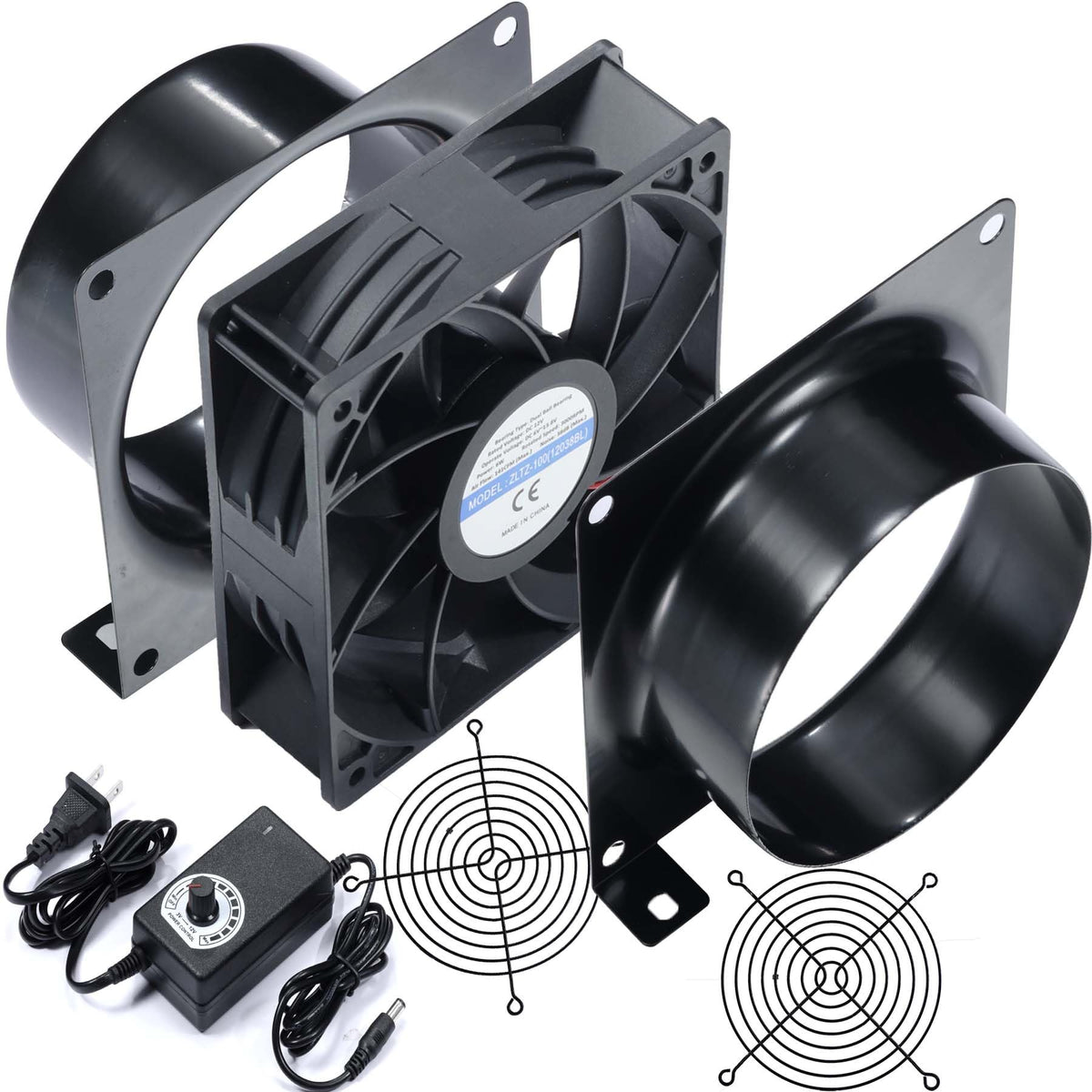 Hose Vary 4-inch axial exhaust fan front view for efficient air extraction.