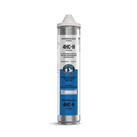 Hoshizaki 4HC-H filter cartridge reduces chlorine for cleaner ice and drinks.