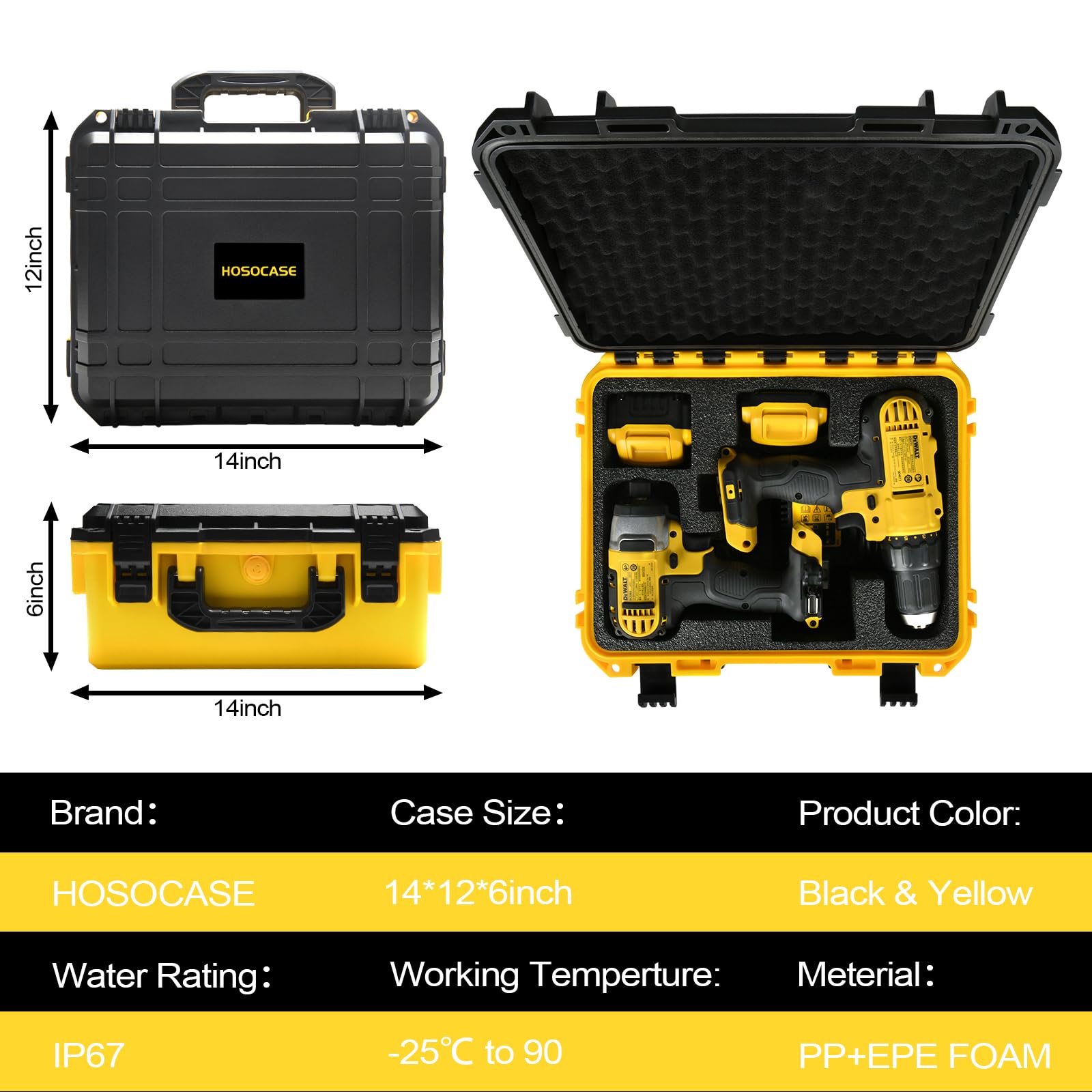 HOSOCASE Dewalt case fits 20V max drill and impact tools securely.
