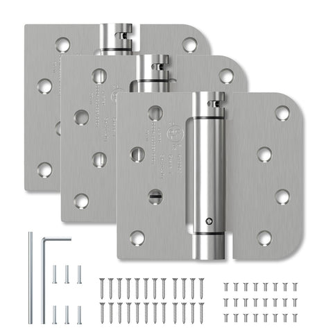 HOSOM 3-pack self-closing hinges in brushed nickel for 4-inch square-corner doors