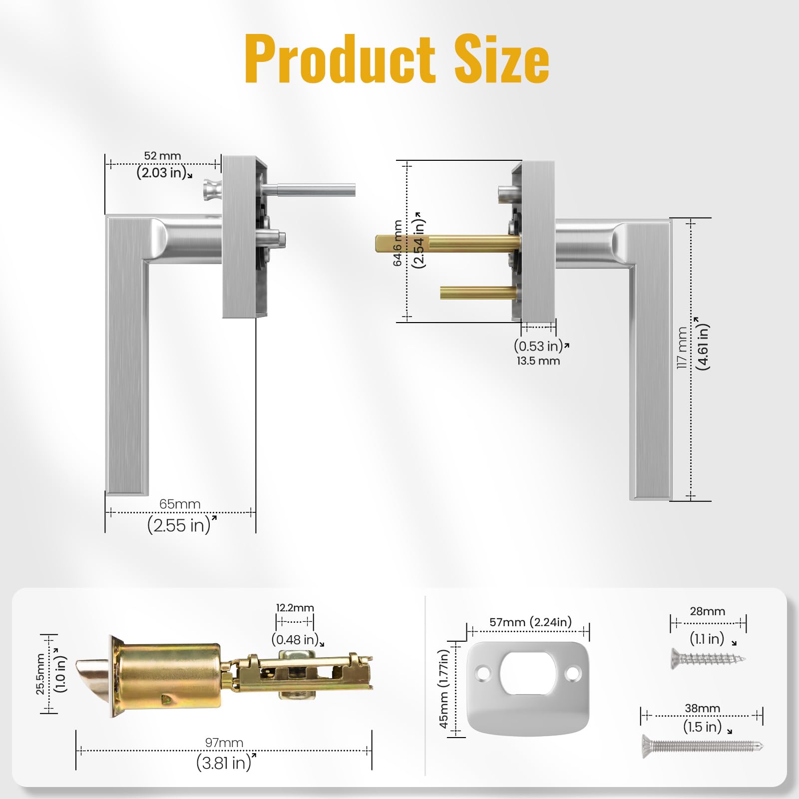 HOSOM ANSI Grade 3 privacy door handle resists rust