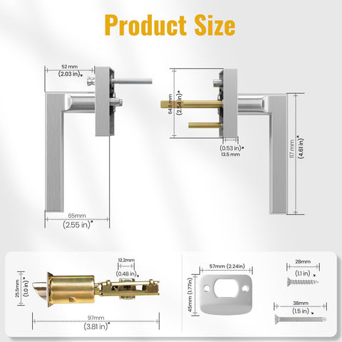HOSOM ANSI Grade 3 privacy door handle resists rust