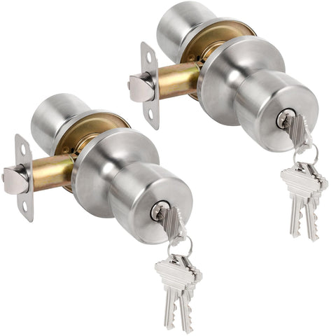 HOSOM dual-lock door knob with keyed-entry in satin nickel for versatile security