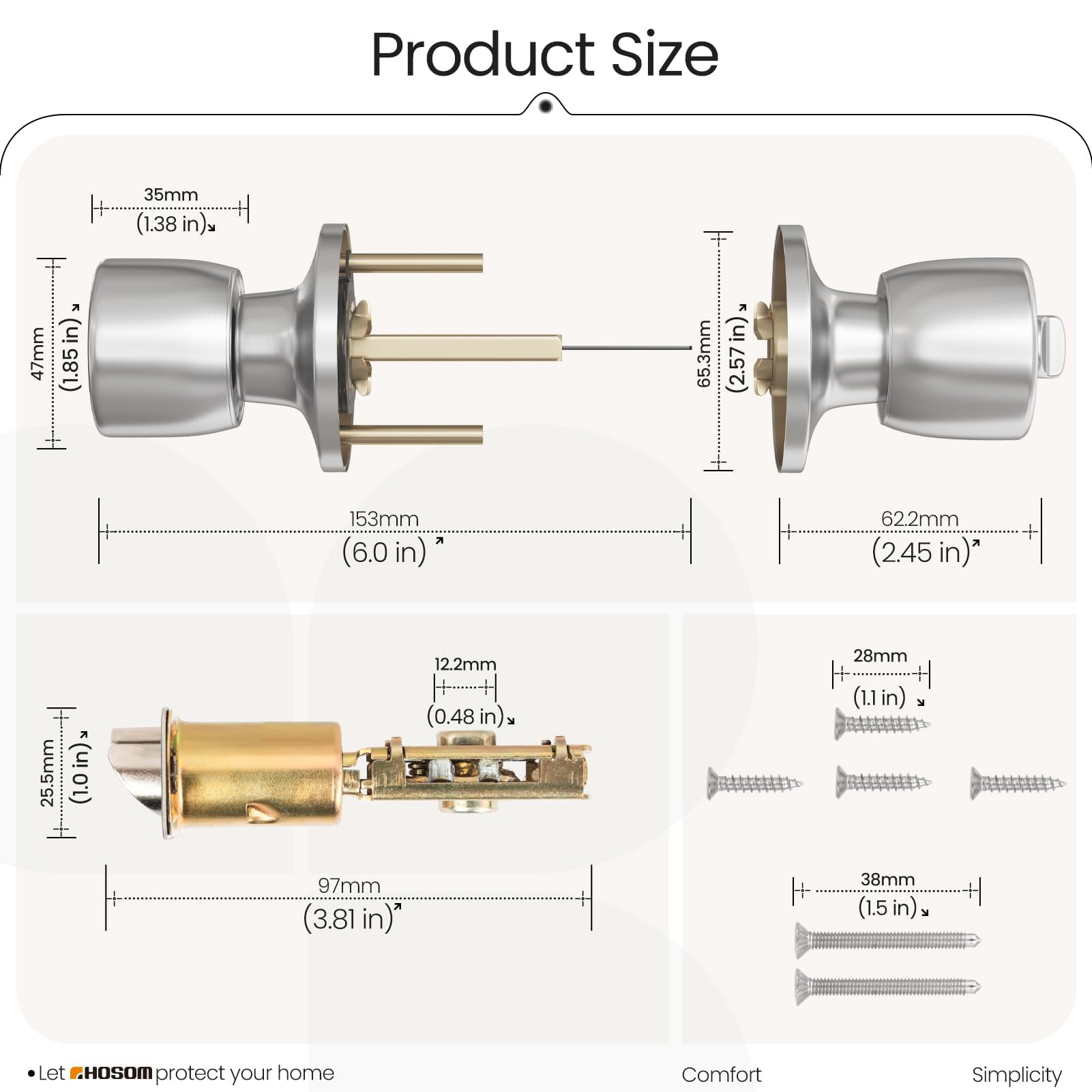 HOSOM easy screwdriver-only installation saves time during setup