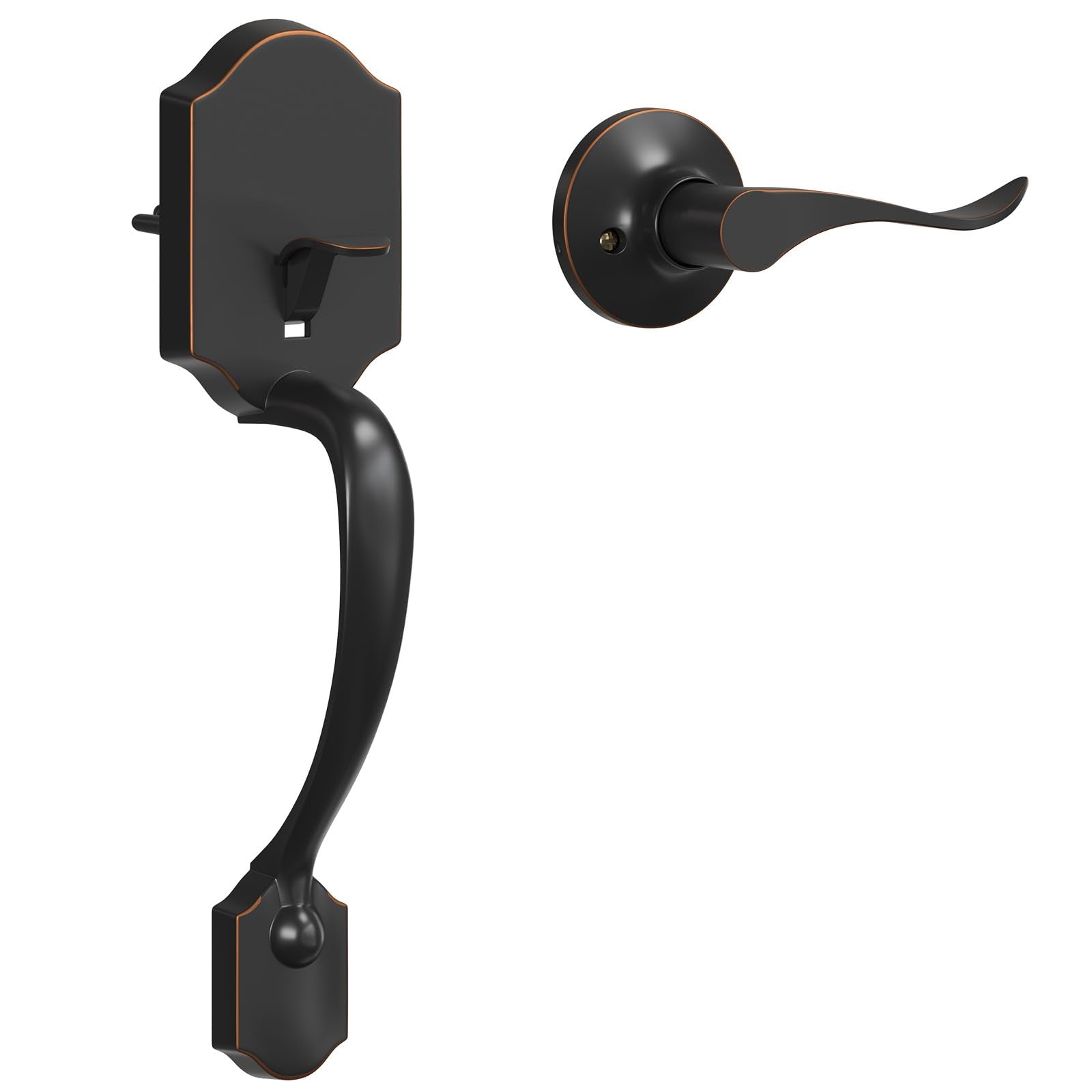 HOSOM front door handle with oil rubbed bronze finish for durable exterior appeal.