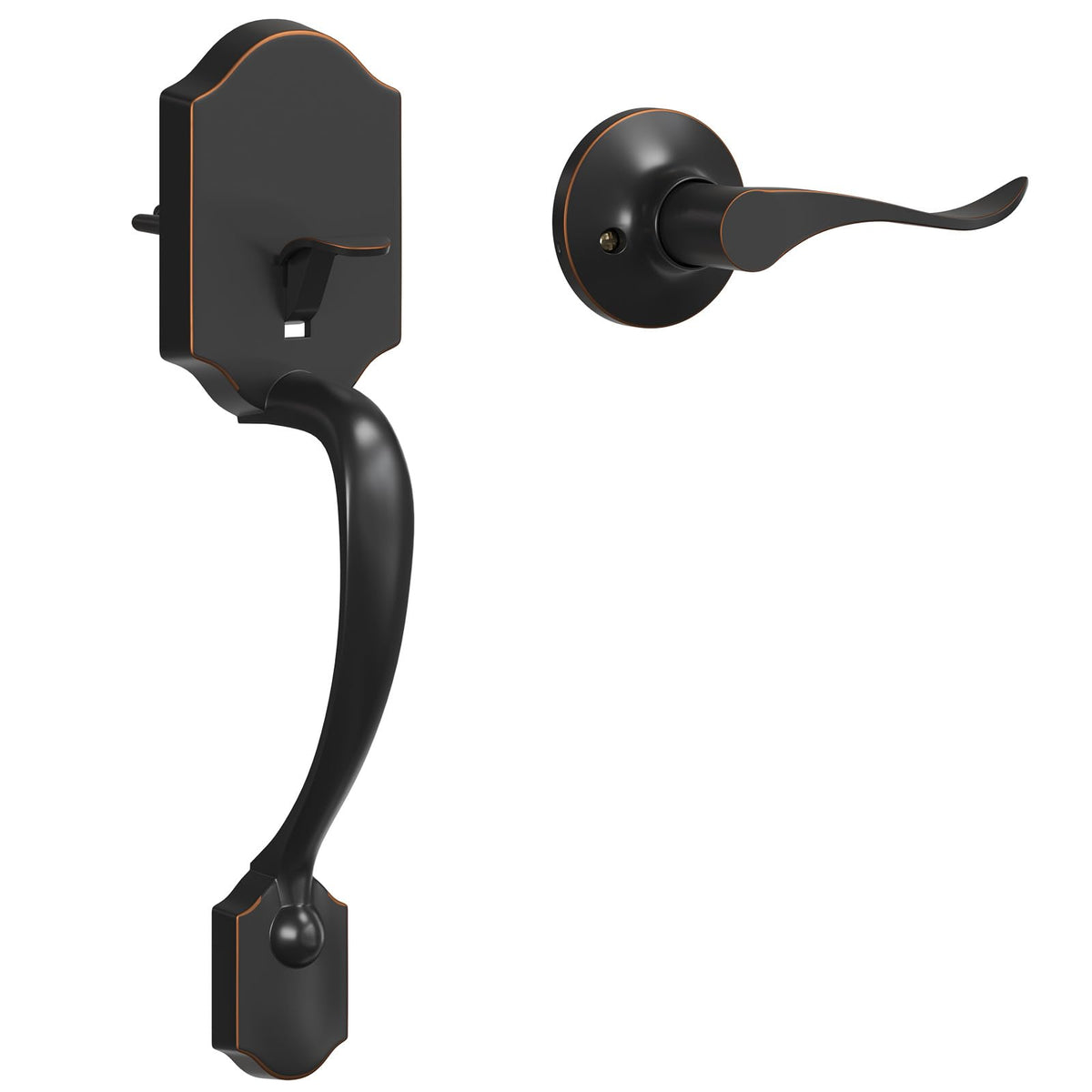 HOSOM front door handle with oil rubbed bronze finish for durable exterior appeal.