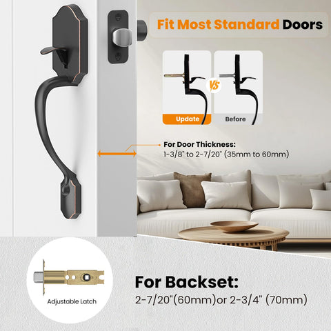 HOSOM exterior handle with reversible lever for both door orientations.