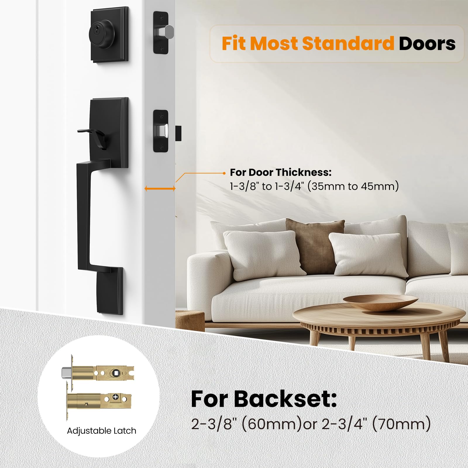 Exterior deadbolt assembly in matte black for reliable entry control.
