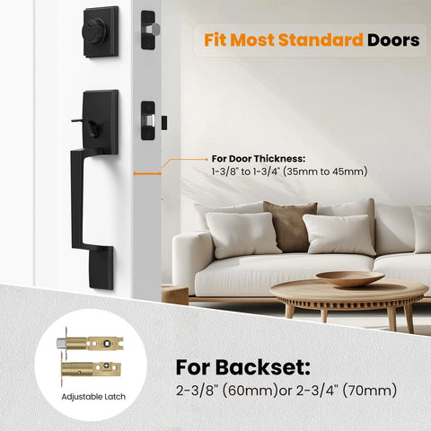 Exterior deadbolt assembly in matte black for reliable entry control.