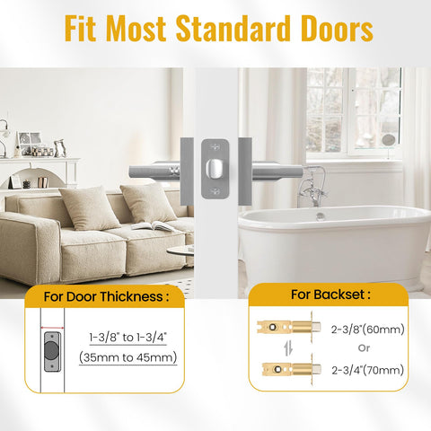 HOSOM satin nickel privacy door handle with locking feature for interior doors