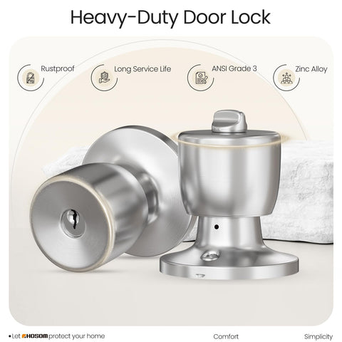 HOSOM rustproof zinc alloy body with ANSI Grade 3 rating for durability