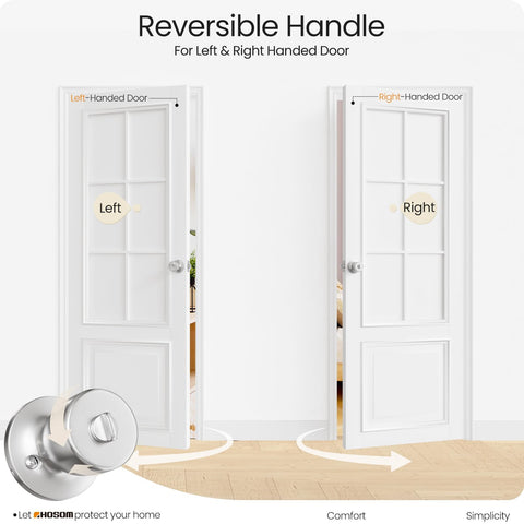 HOSOM satin nickel finish adds a modern look to any door