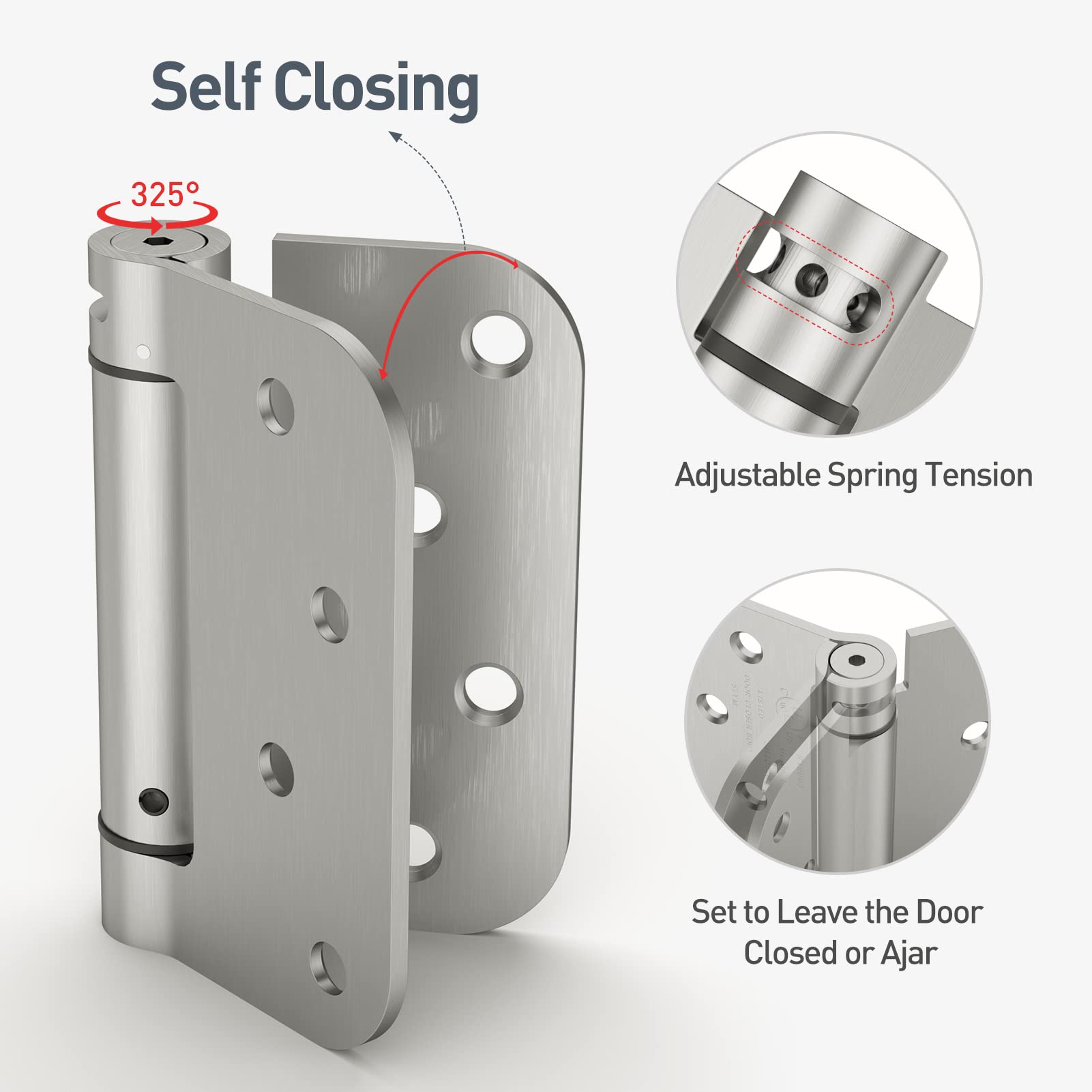 HOSOM self-closing hinges adjustable-tension close-up highlights precise tension control.