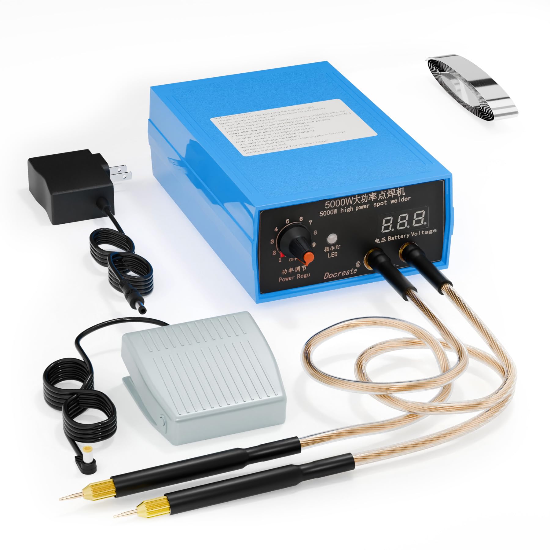 Hosyond 5000W spot welder front view highlights compact design for on-the-go use.