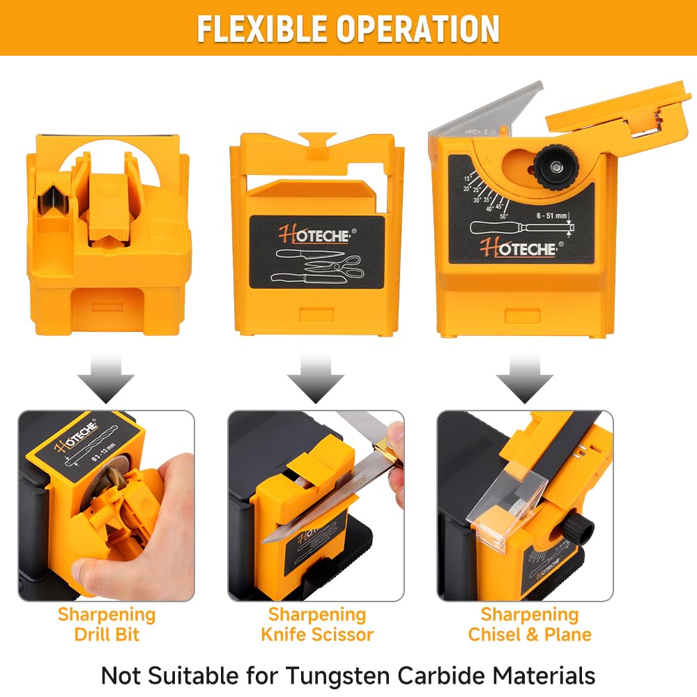 Hoteche sharpens drill bits from 3mm to 13mm with precision.